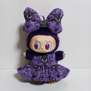 Custom Disney Haunted Mansion Wallpaper Print Dress and Bow Made to fit Labubu